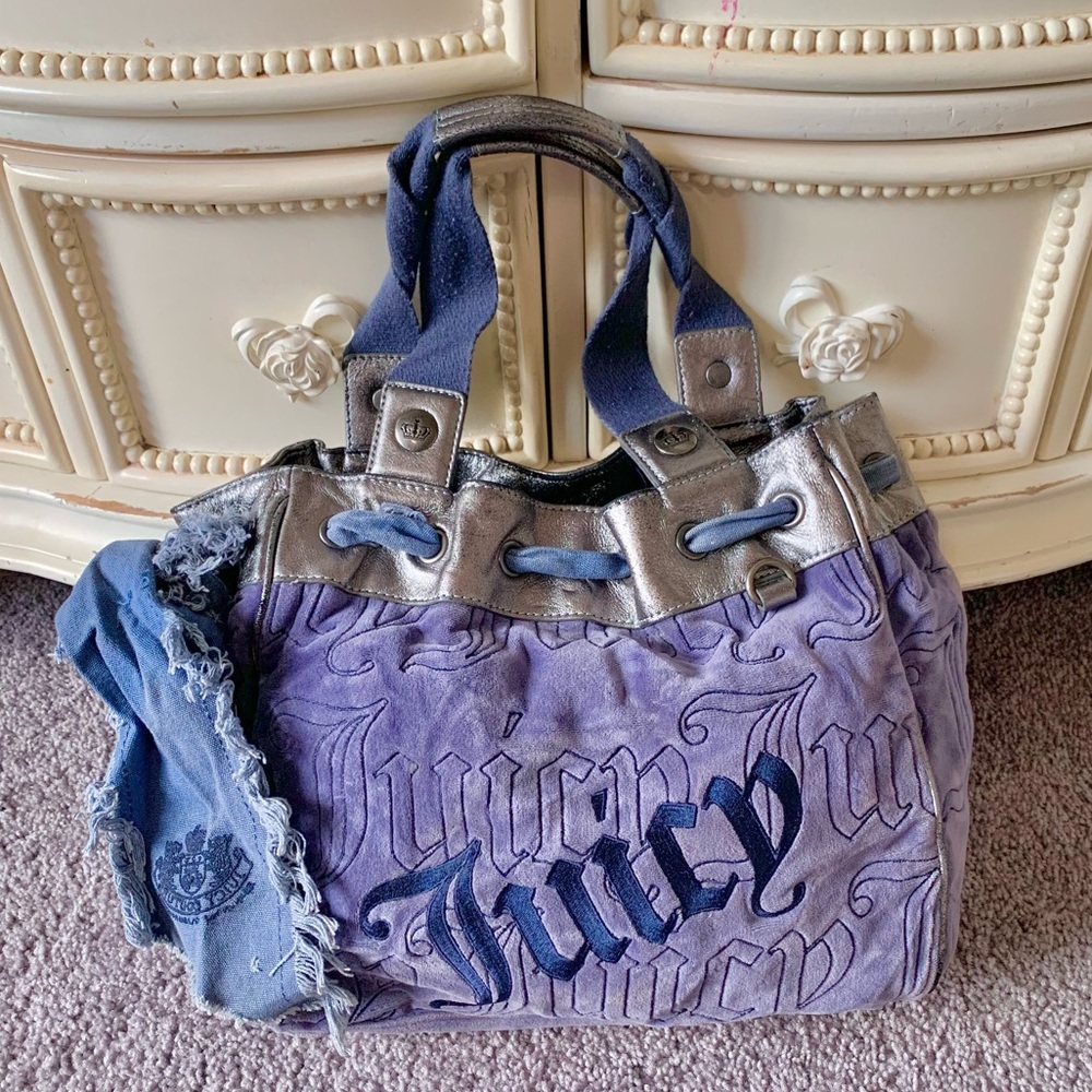 Y2K Juicy Couture Blue Velour Daydreamer Bag